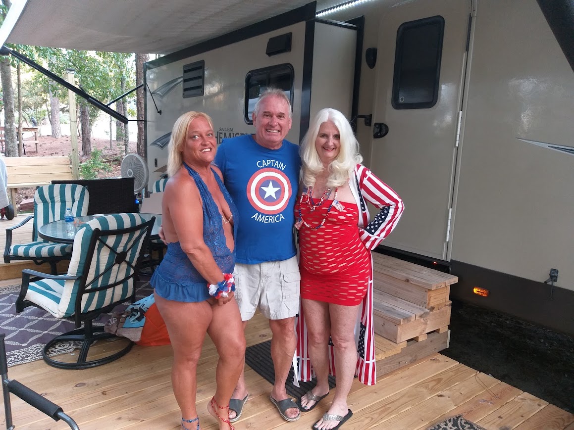 Judy and Hugh with a lifestyle friend during one of their travels